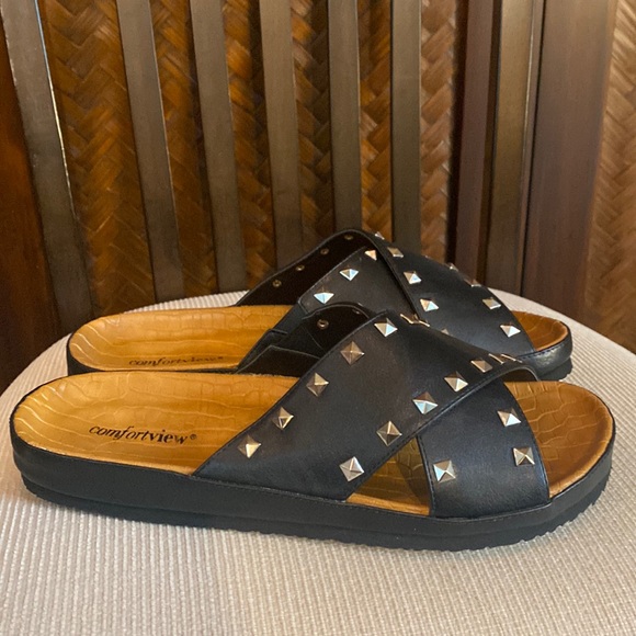 COMFORTVIEW - Gia Studded Sandal Black 11W NIB - Picture 3 of 9
